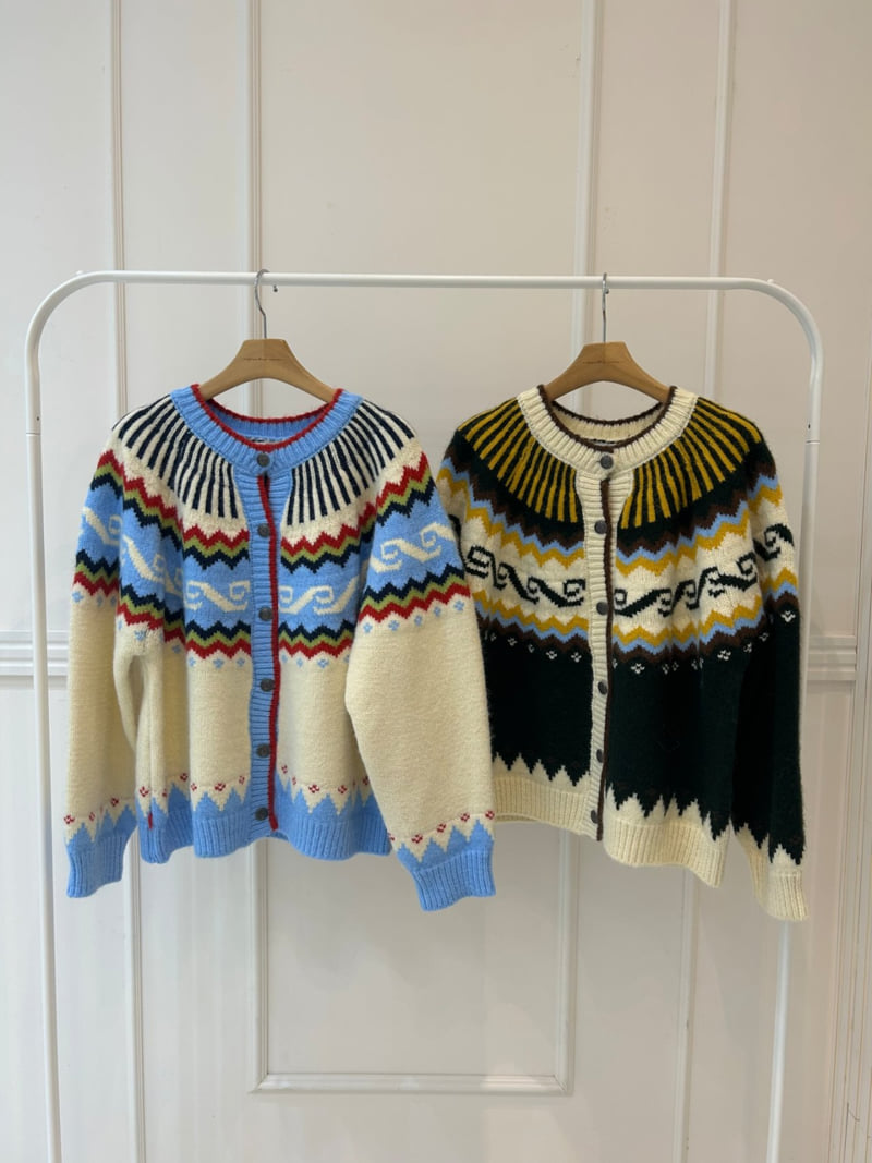 Pearls room - Korean Women Fashion - #womensfashion - Jacquard Cardigan - 12