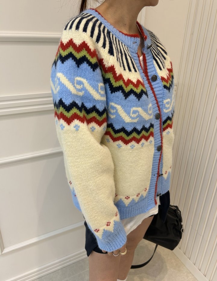 Pearls room - Korean Women Fashion - #womensfashion - Jacquard Cardigan - 2