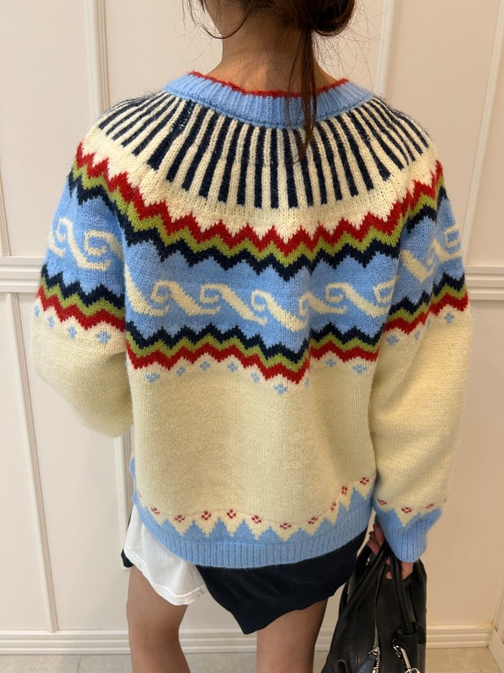 Pearls room - Korean Women Fashion - #womensfashion - Jacquard Cardigan - 6