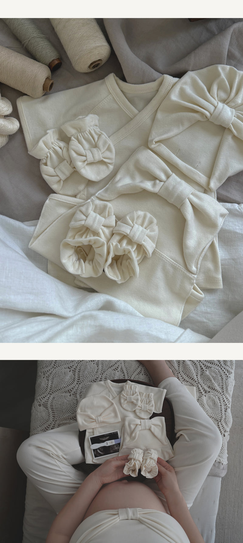 Peekaboo - Korean Baby Fashion - #babyboutique - Ribbon Short-Sleeve Newborn Set - 3