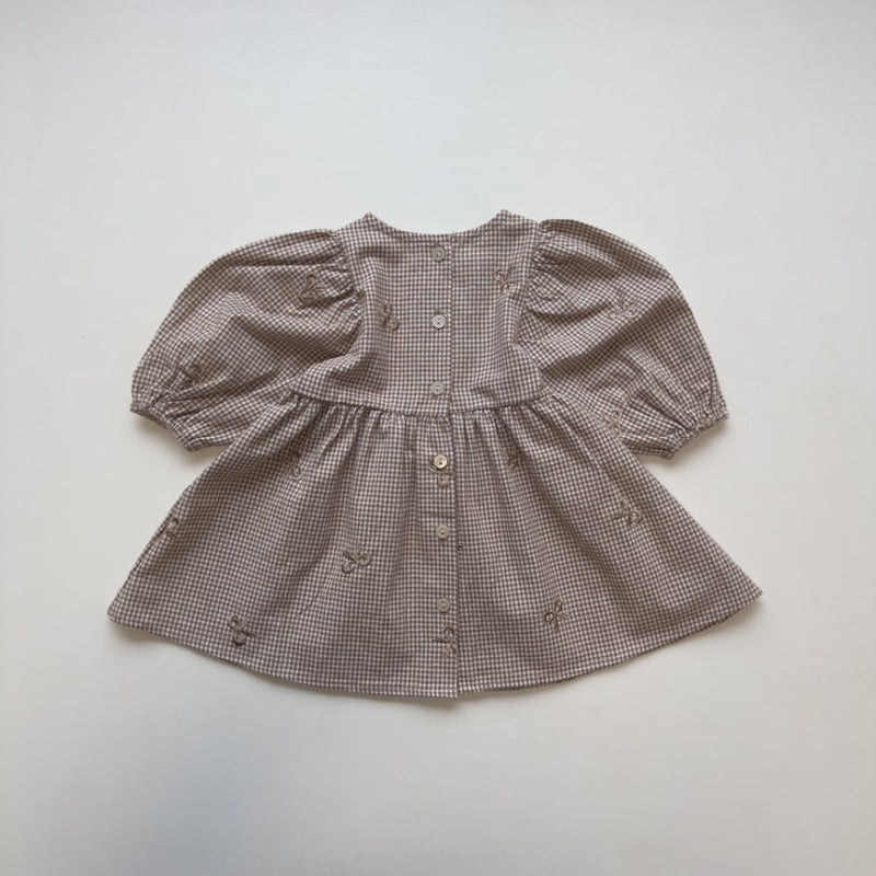 Pom - Korean Children Fashion - #Kfashion4kids - Ribbon Check One-piece - 12
