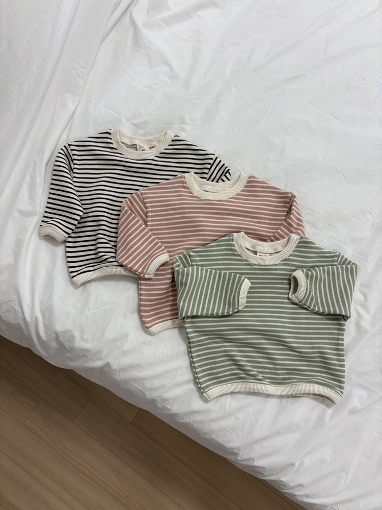 Pom - Korean Children Fashion - #childofig - Striped Ribbed Sweatshirt - 3