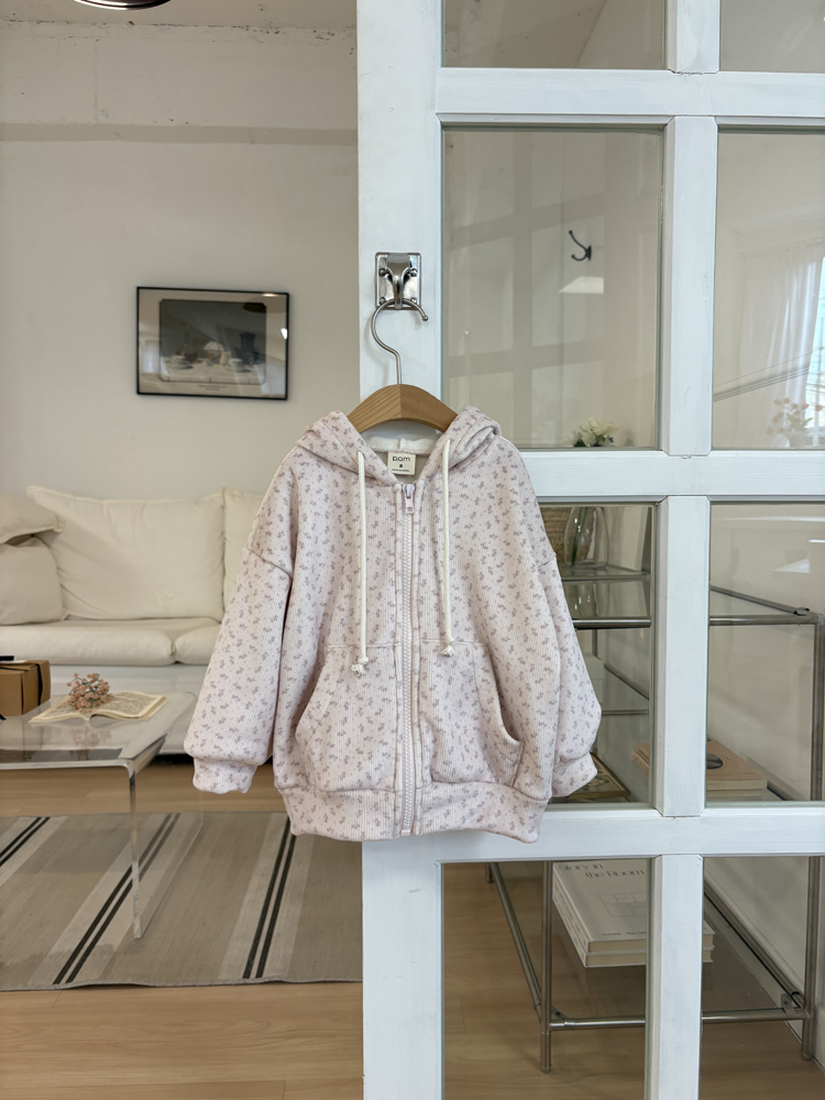 Pom - Korean Children Fashion - #stylishchildhood - Floral Hooded Jumper - 4
