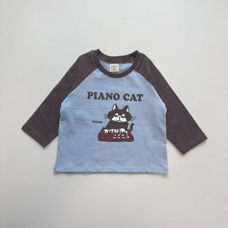 Pom - Korean Children Fashion - #childrensboutique - Piano Cat Raglan Tee - 11