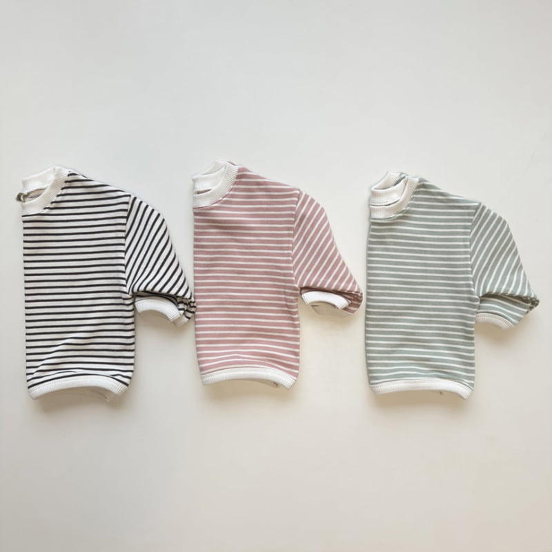 Pom - Korean Children Fashion - #childofig - Striped Ribbed Sweatshirt - 4