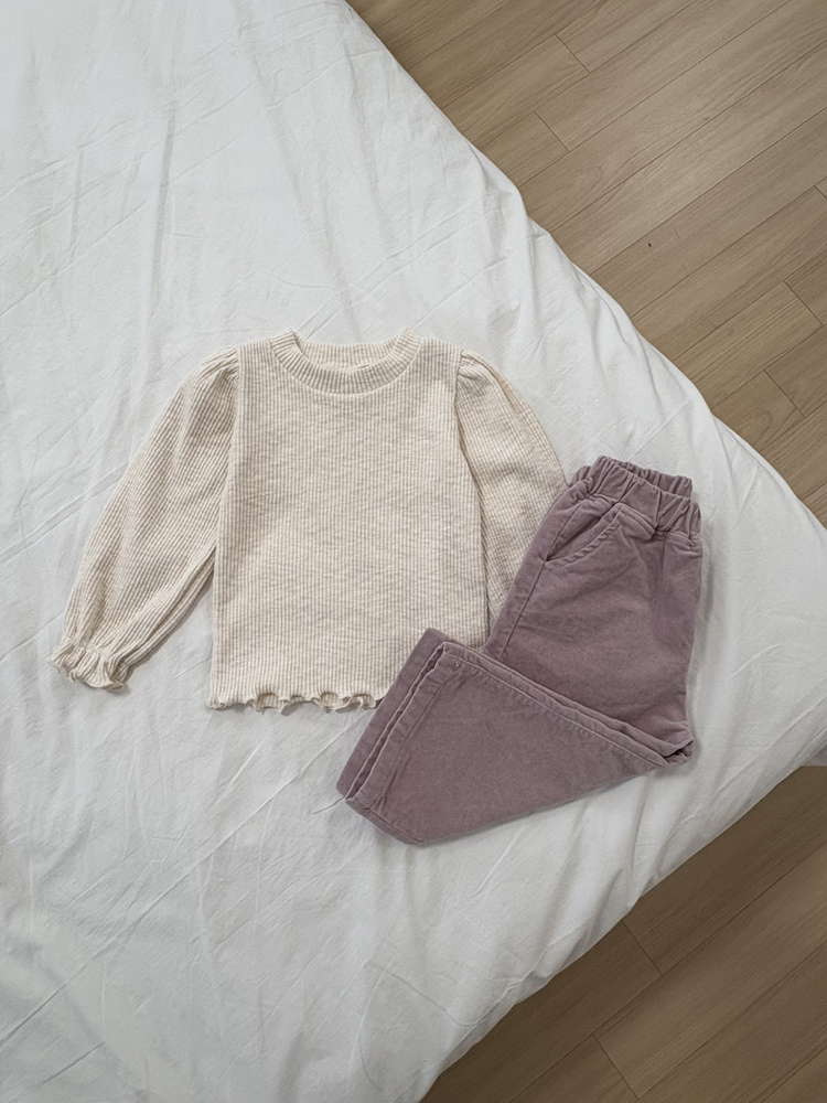 Pom - Korean Children Fashion - #designkidswear - Balloon Ribbed Tee - 12