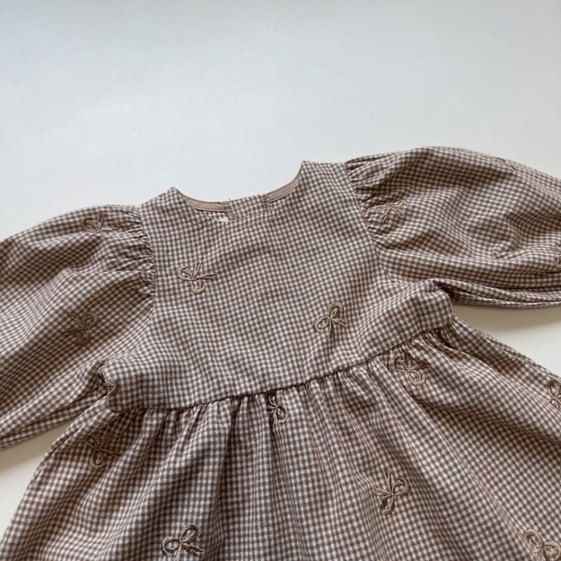 Pom - Korean Children Fashion - #discoveringself - Ribbon Check One-piece - 7