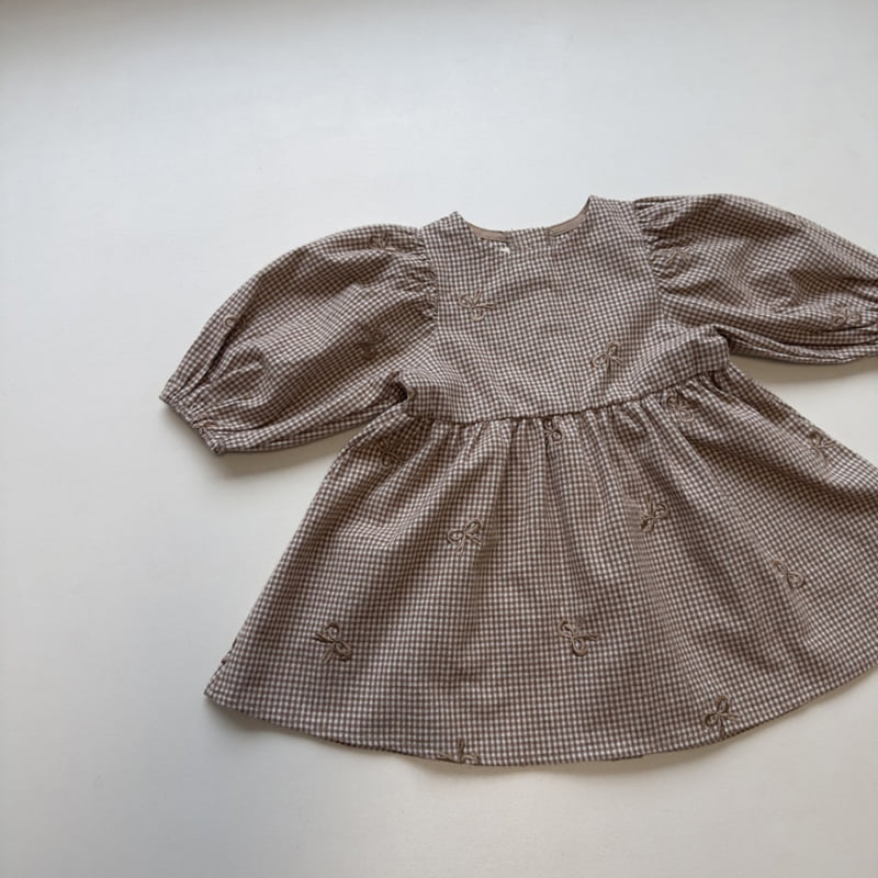Pom - Korean Children Fashion - #fashionkids - Ribbon Check One-piece - 8