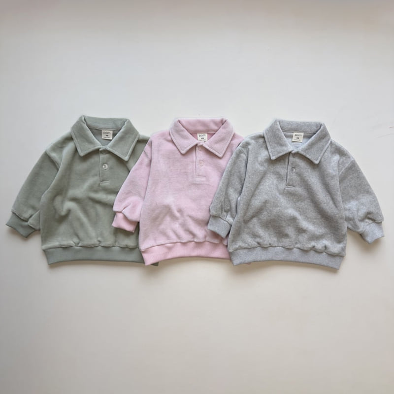 Pom - Korean Children Fashion - #fashionkids - Velour Collar Sweatshirt - 5