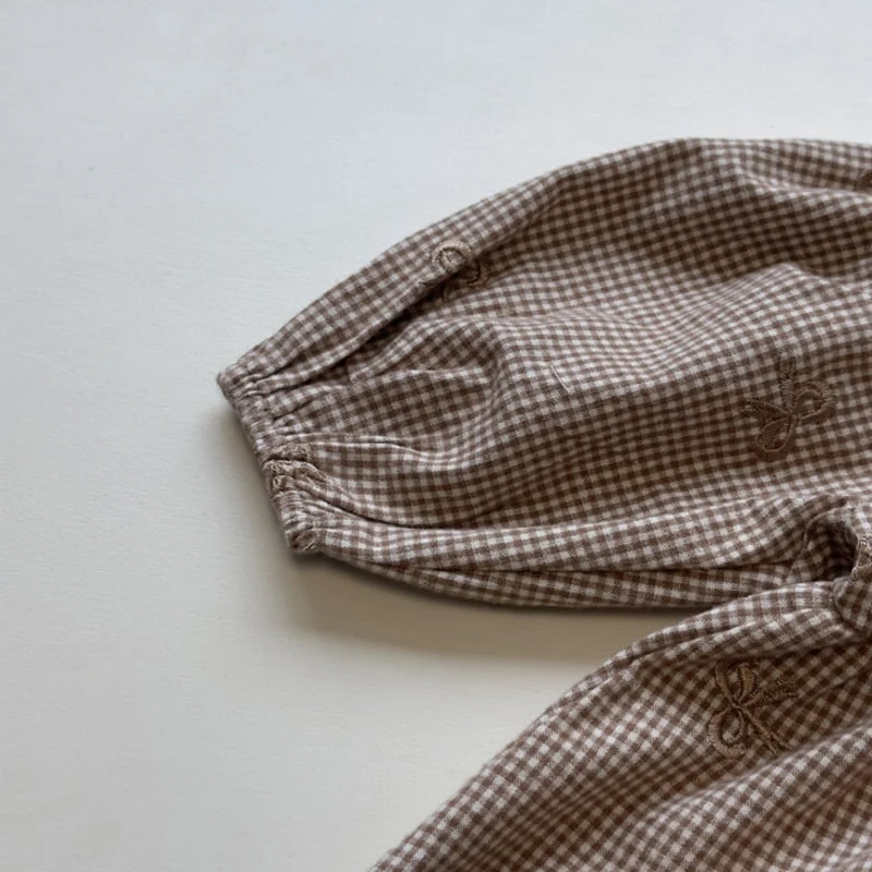 Pom - Korean Children Fashion - #kidsstore - Ribbon Check One-piece - 10