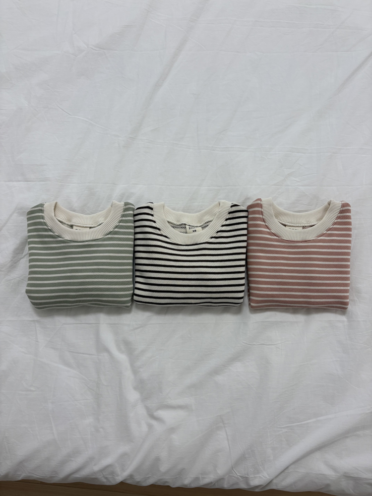Pom - Korean Children Fashion - #littlefashionista - Striped Ribbed Sweatshirt - 12