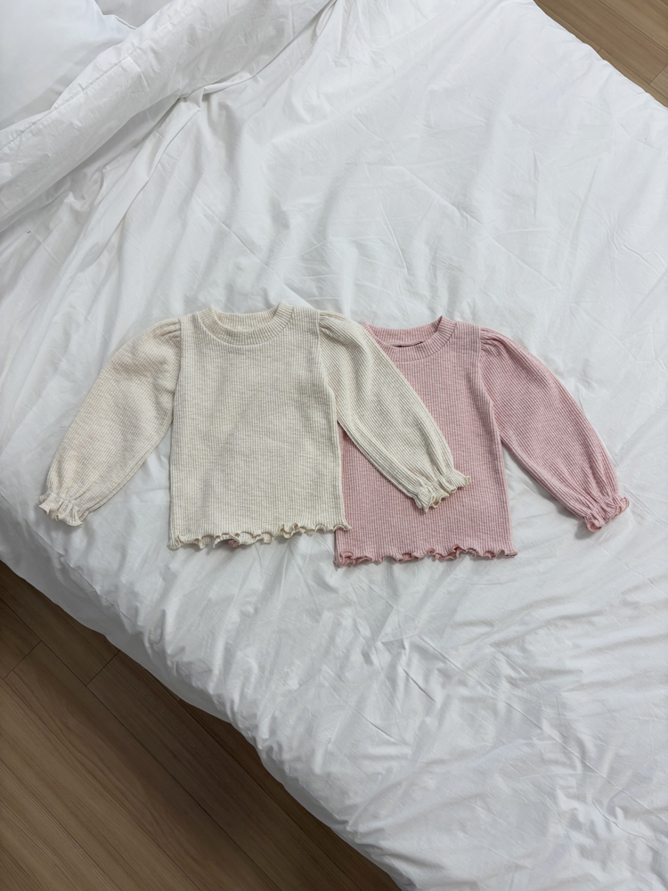 Pom - Korean Children Fashion - #littlefashionista - Balloon Ribbed Tee - 3