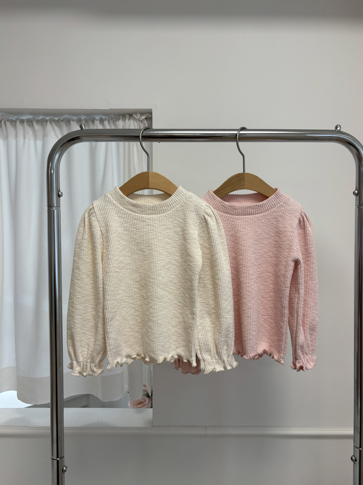 Pom - Korean Children Fashion - #littlefashionista - Balloon Ribbed Tee - 4