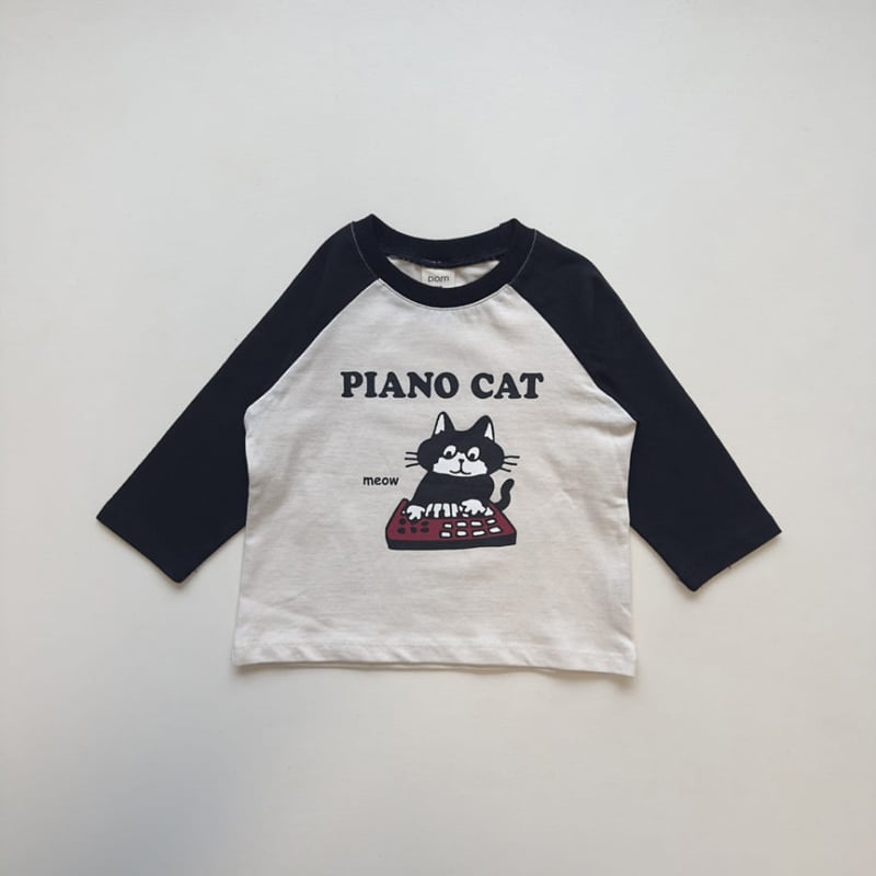 Pom - Korean Children Fashion - #prettylittlegirls - Piano Cat Raglan Tee - 8