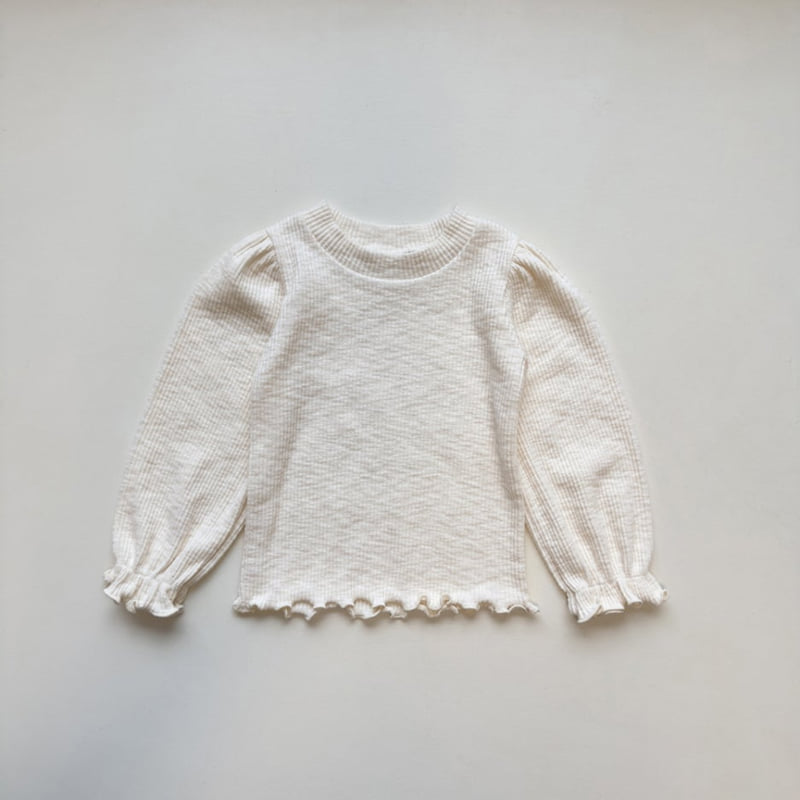Pom - Korean Children Fashion - #prettylittlegirls - Balloon Ribbed Tee - 6