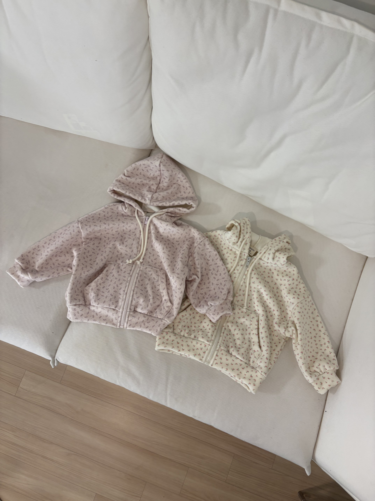 Pom - Korean Children Fashion - #stylishchildhood - Floral Hooded Jumper - 3