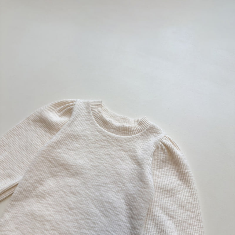 Pom - Korean Children Fashion - #toddlerclothing - Balloon Ribbed Tee - 8