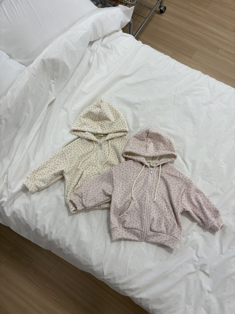 Pom - Korean Children Fashion - #toddlerclothing - Floral Hooded Jumper - 2