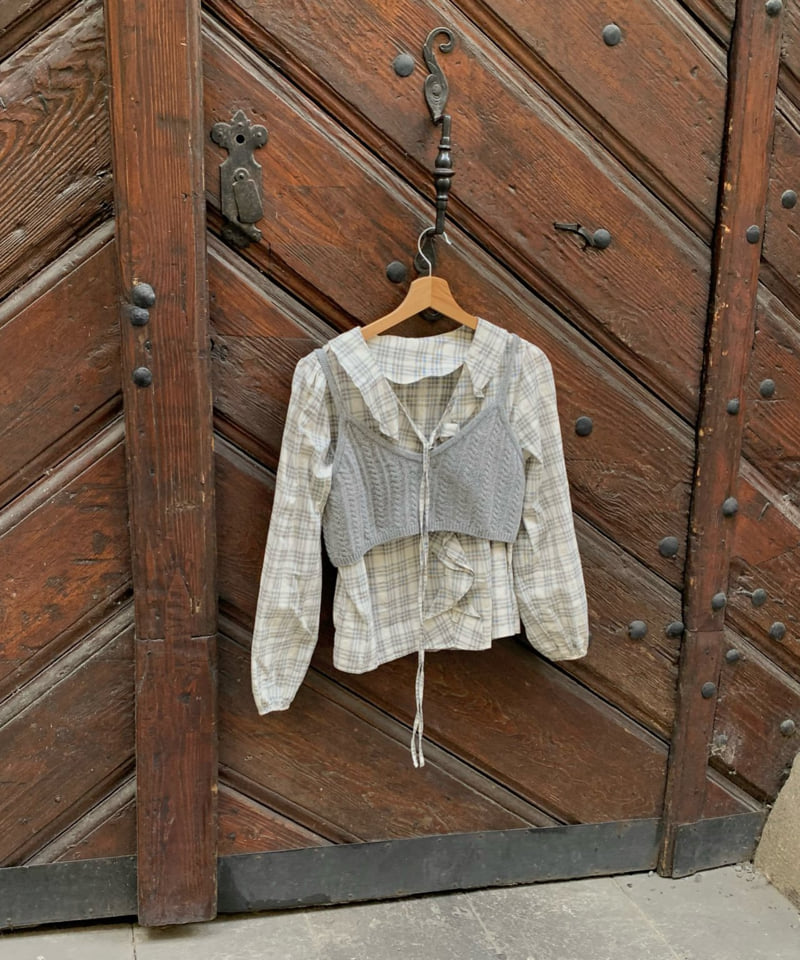 Pomelo - Korean Women Fashion - #momslook - Check Ruffle Blouse - 12