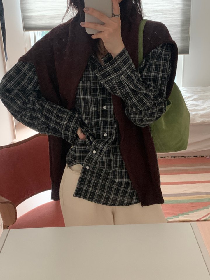 Pomelo - Korean Women Fashion - #momslook - Easy Check Shirt - 3