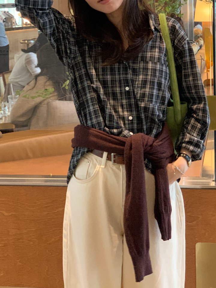 Pomelo - Korean Women Fashion - #momslook - Easy Check Shirt - 7