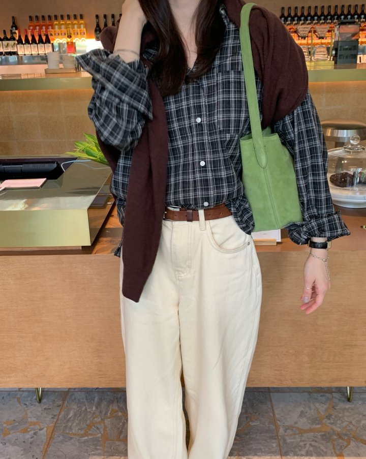 Pomelo - Korean Women Fashion - #momslook - Easy Check Shirt - 8