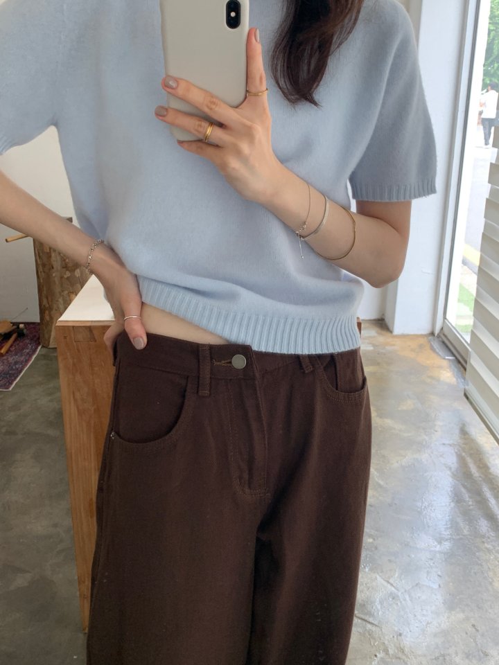 Pomelo - Korean Women Fashion - #momslook - Cotton Denim Pants - 3