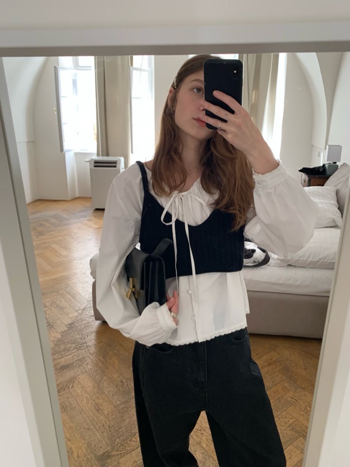 Pomelo - Korean Women Fashion - #momslook - Autumn Knit Bustier - 5