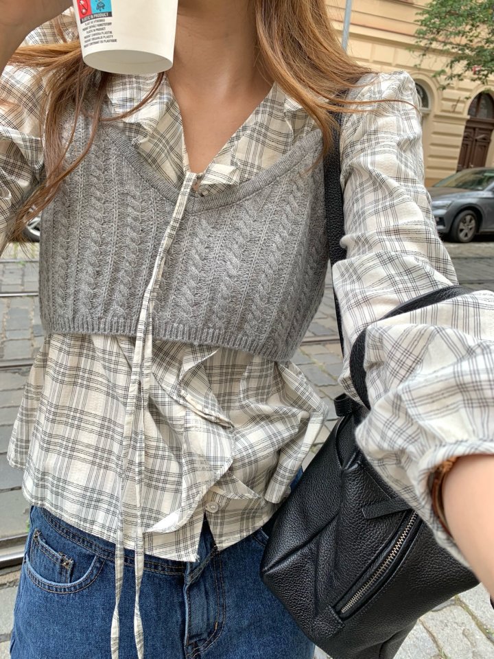 Pomelo - Korean Women Fashion - #momslook - Autumn Knit Bustier - 7