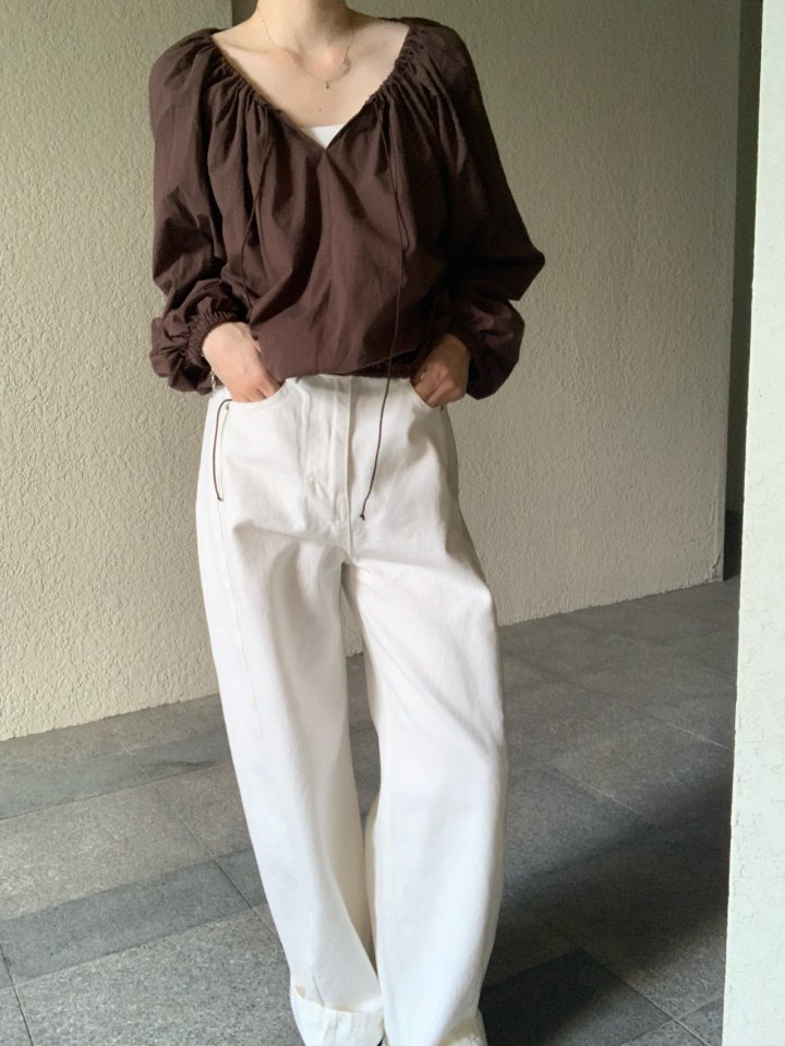 Pomelo - Korean Women Fashion - #restrostyle - Mock Banding Blouse - 9
