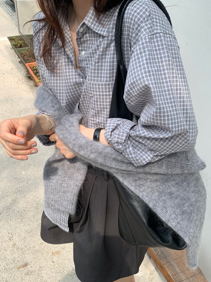 Pomelo - Korean Women Fashion - #romanticstyle - Mooi Check Shirt - 5