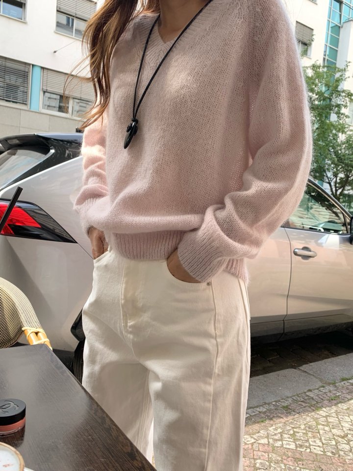 Pomelo - Korean Women Fashion - #thelittlethings - Barrel Mohair Knit Pullover - 3
