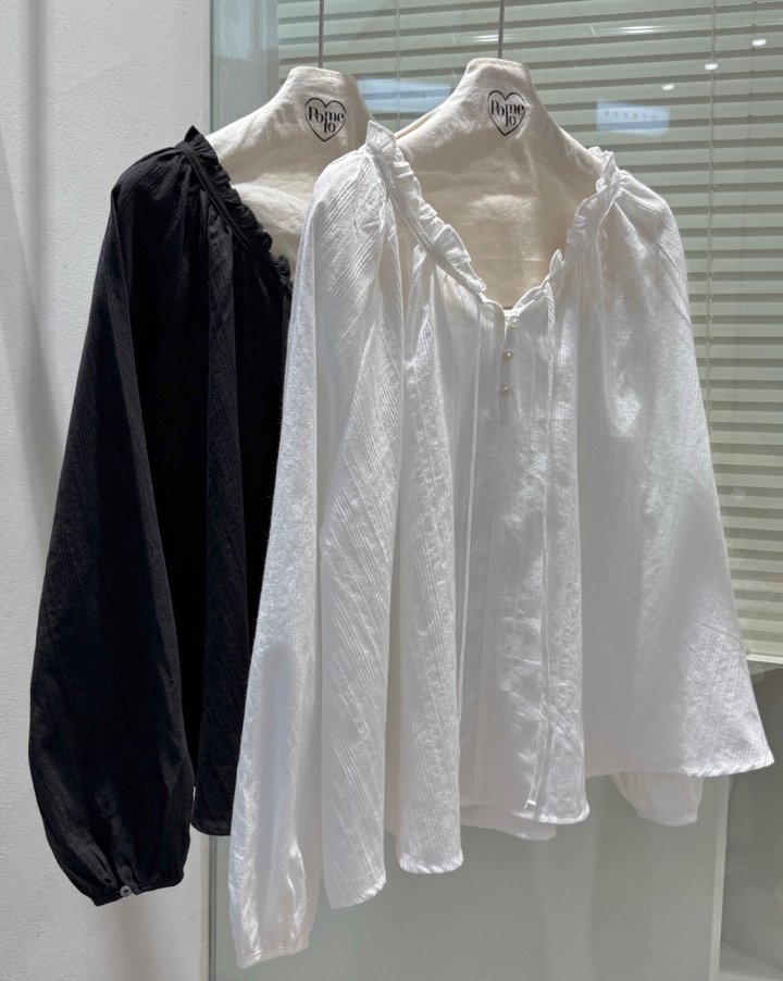 Pomelo - Korean Women Fashion - #vintagekidsstyle - Lace Frill Blouse - 11