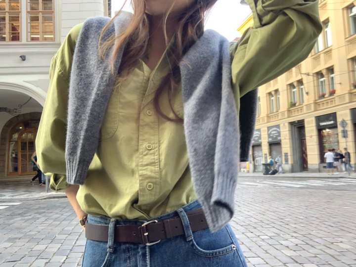 Pomelo - Korean Women Fashion - #womensfashion - Cotton Washing Shirt