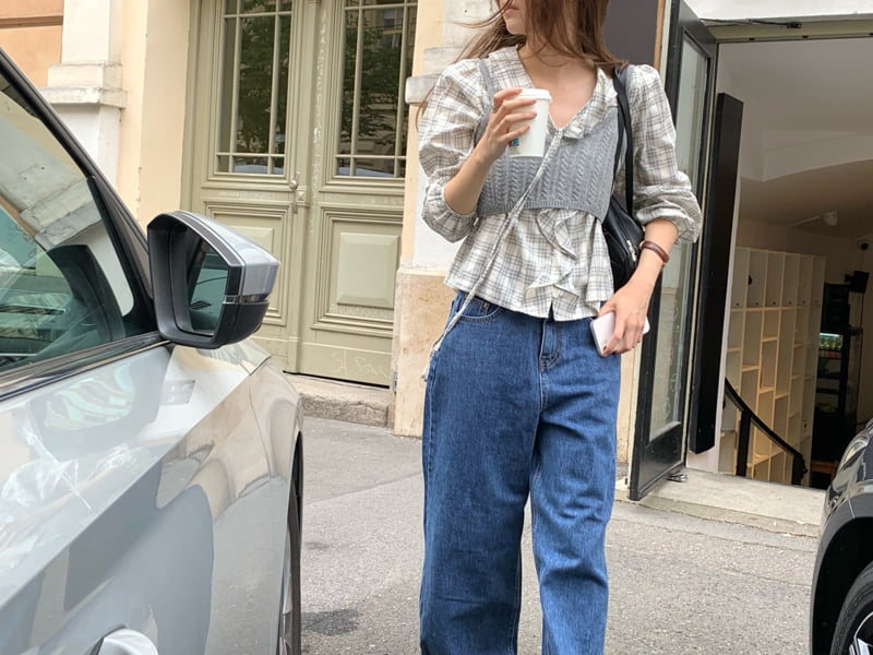 Pomelo - Korean Women Fashion - #womensfashion - Check Ruffle Blouse - 10