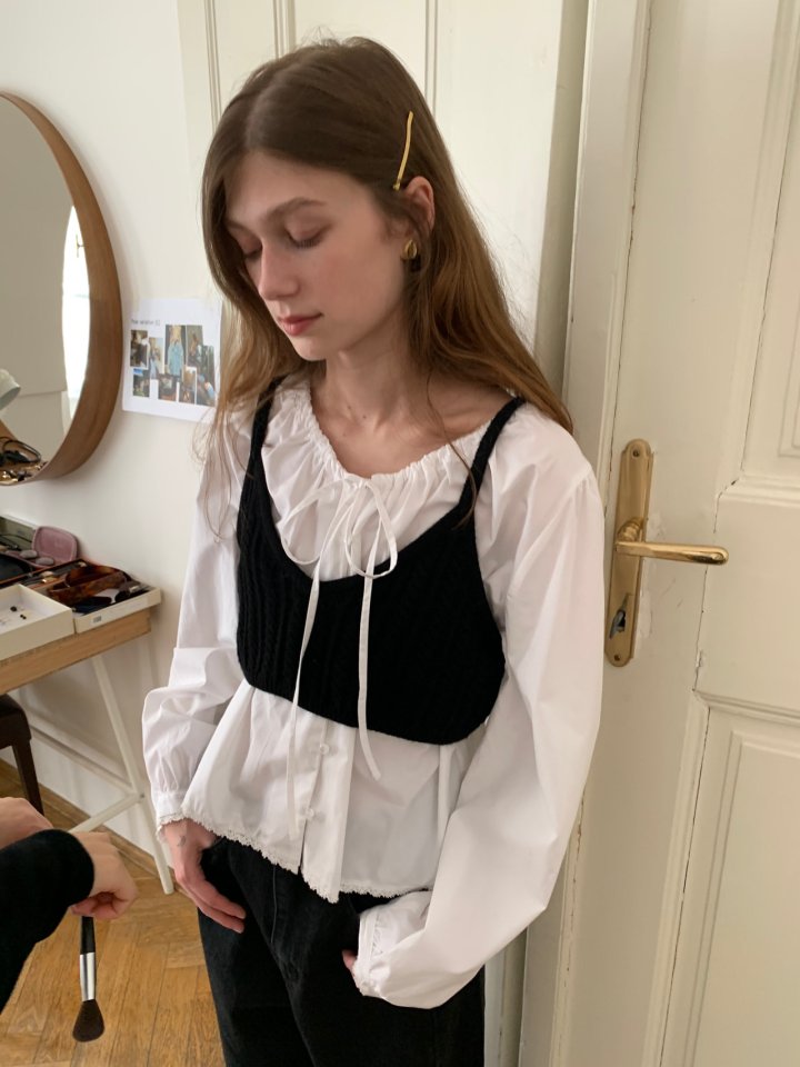 Pomelo - Korean Women Fashion - #momslook - Autumn Knit Bustier - 4