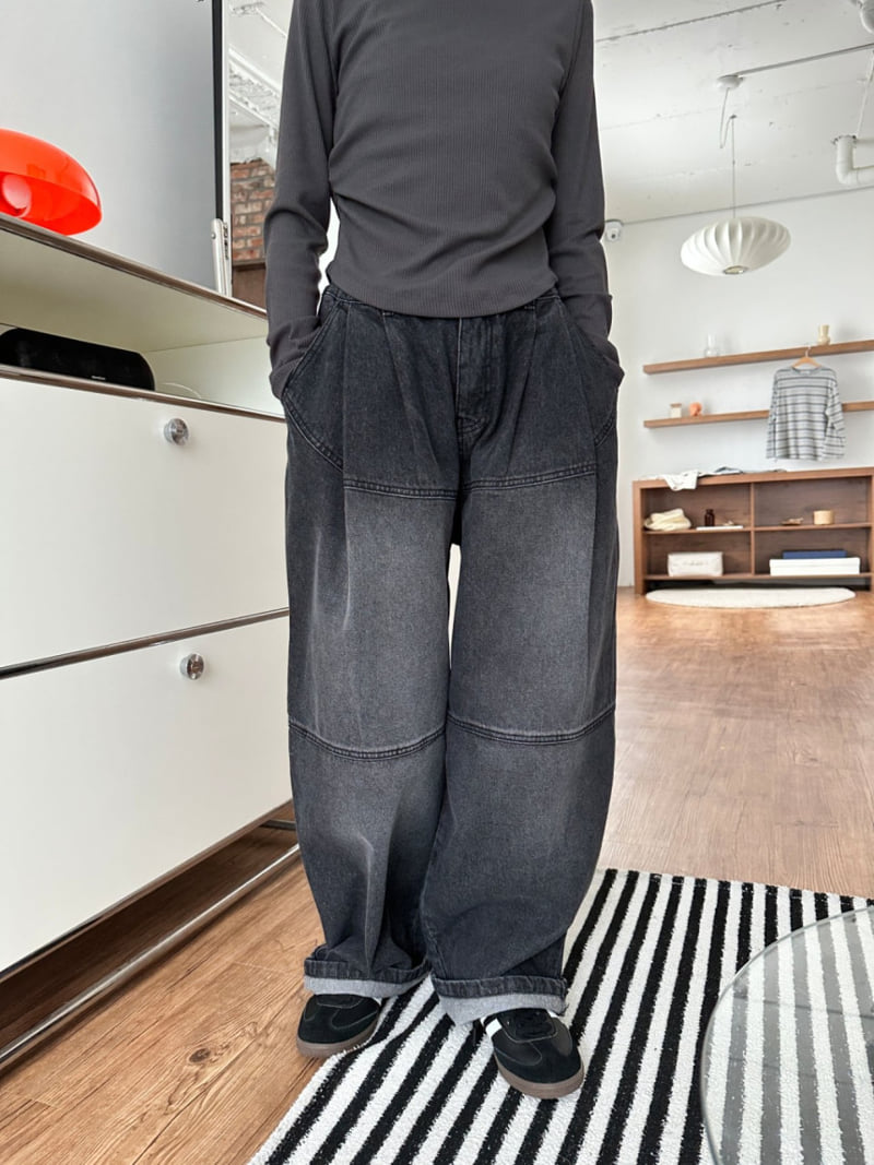 Purej - Korean Junior Fashion - #magicofchildhood - Two-Tuck Wide Denim Pants - 2