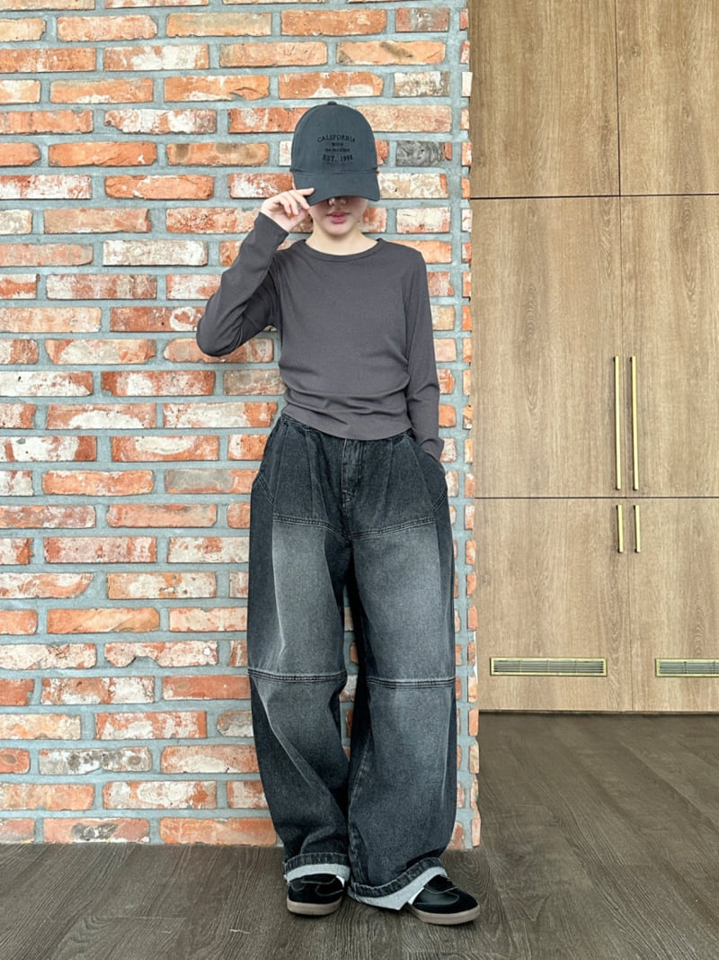 Purej - Korean Junior Fashion - #toddlerclothing - Two-Tuck Wide Denim Pants - 6