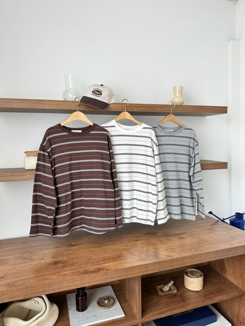 Purej - Korean Junior Fashion - #todddlerfashion - Cocoa Striped Tee - 4