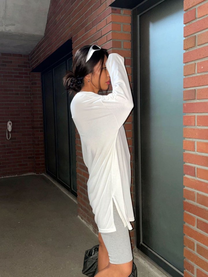 Queensmade - Korean Women Fashion - #momslook - Boxy Fleece Long Tee - 3