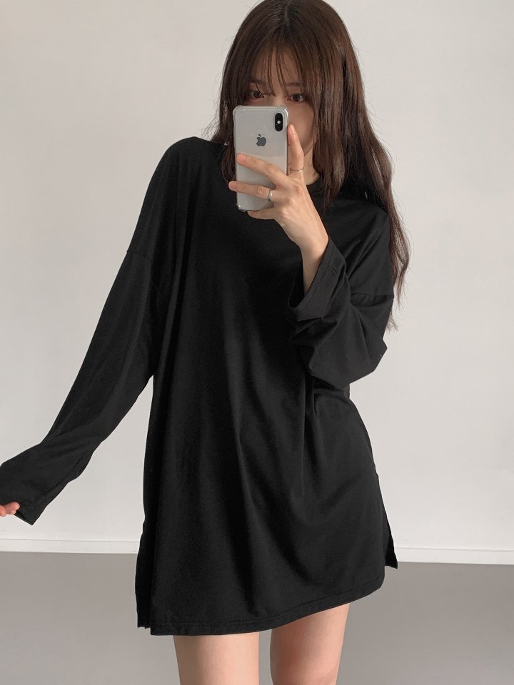 Queensmade - Korean Women Fashion - #momslook - Boxy Long Tee