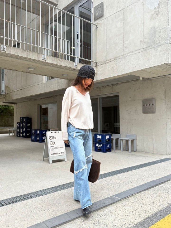 Queensmade - Korean Women Fashion - #momslook - Troll V-neck Tee - 6