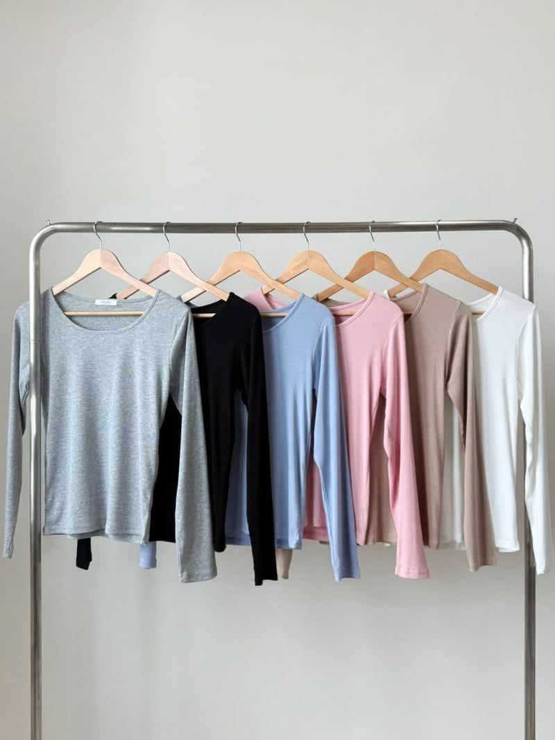 Queensmade - Korean Women Fashion - #romanticstyle - Ribbed U-Neck Tee - 12