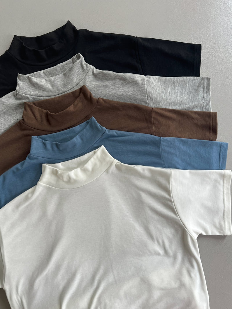 Queensmade - Korean Women Fashion - #shopsmall - Mock Neck Tee - 11