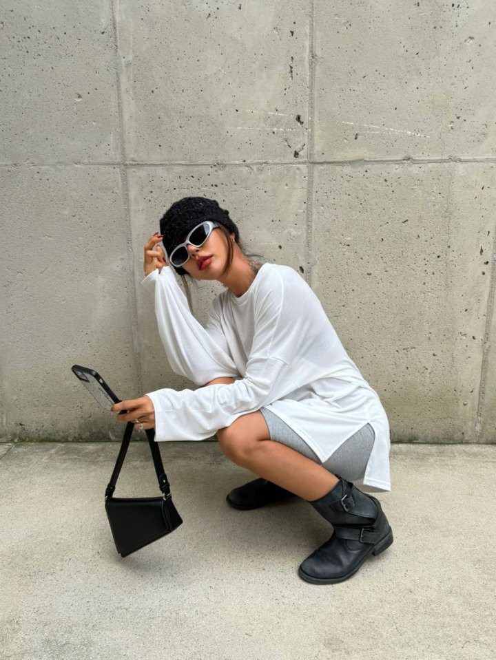 Queensmade - Korean Women Fashion - #vintagekidsstyle - Boxy Fleece Long Tee - 8
