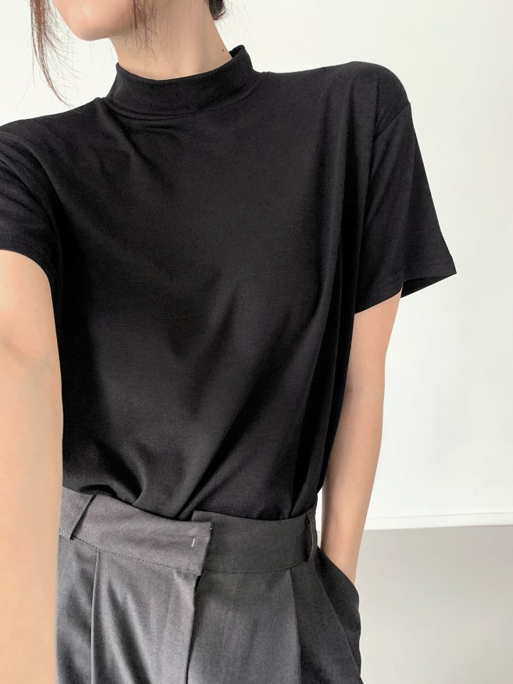Queensmade - Korean Women Fashion - #vintagekidsstyle - Mock Neck Tee - 7