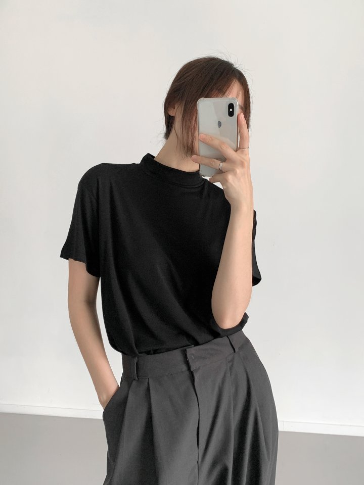Queensmade - Korean Women Fashion - #womensfashion - Mock Neck Tee
