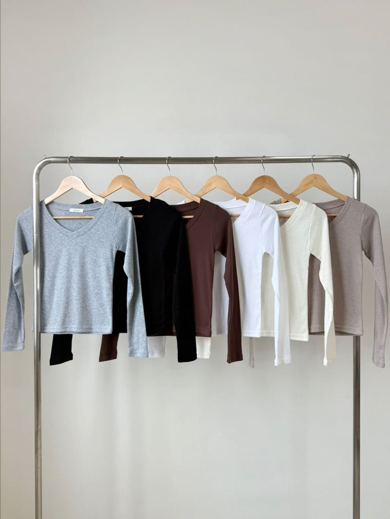 Queensmade - Korean Women Fashion - #womensfashion - Rose V-neck Tee - 12