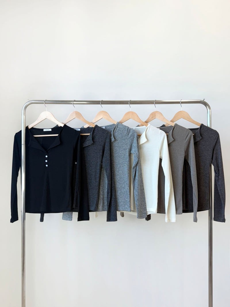 Queensmade - Korean Women Fashion - #womensfashion - Mélange Ribbed Top - 12
