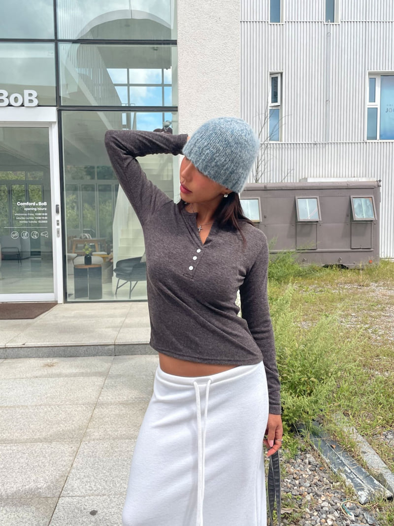 Queensmade - Korean Women Fashion - #momslook - Mélange Ribbed Top - 4
